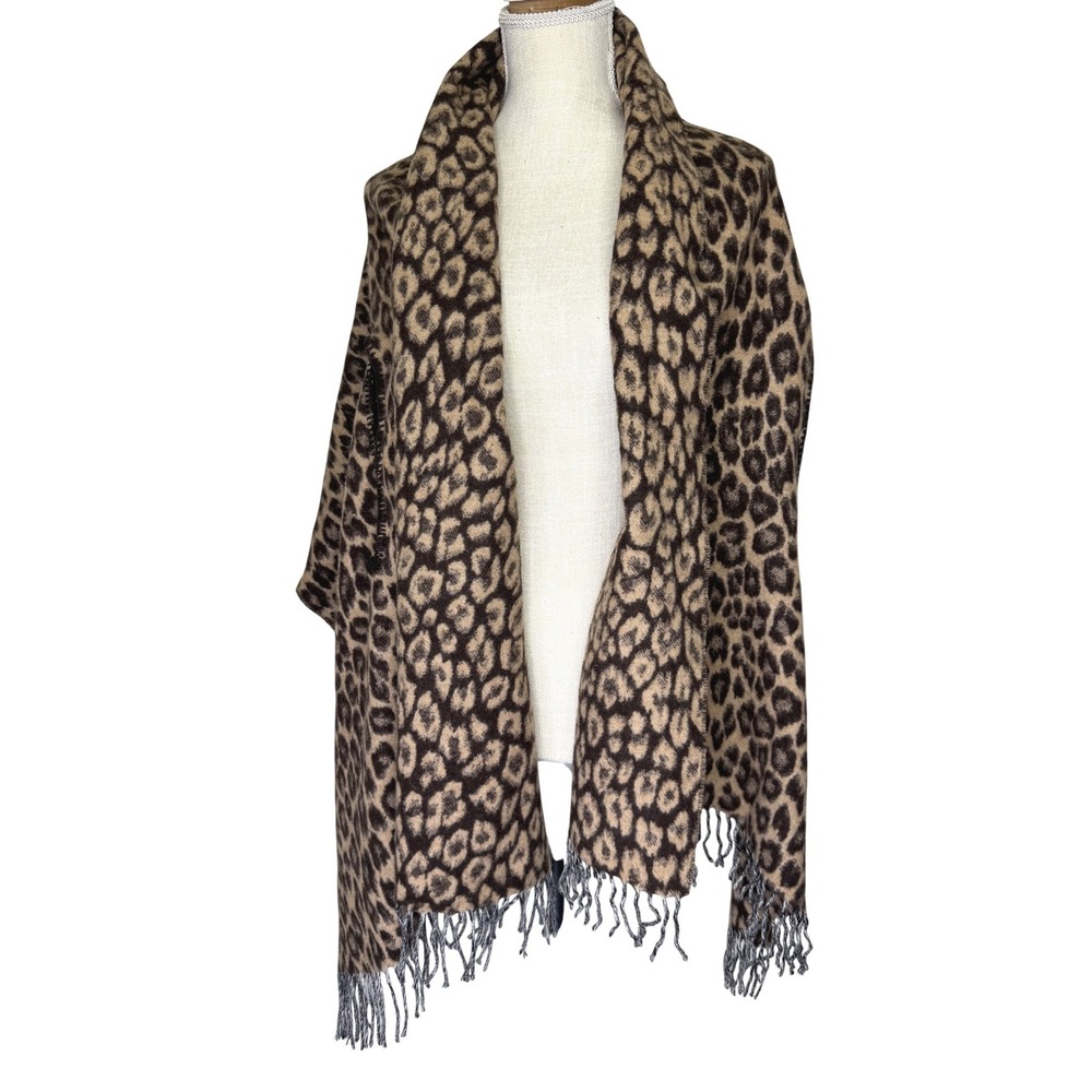 Talbots Leopard Print Wool Blend Armhole Scarf